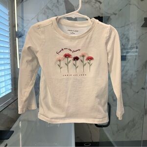 Janie and Jack Pink and White Long Sleeve Tee with Floral Design